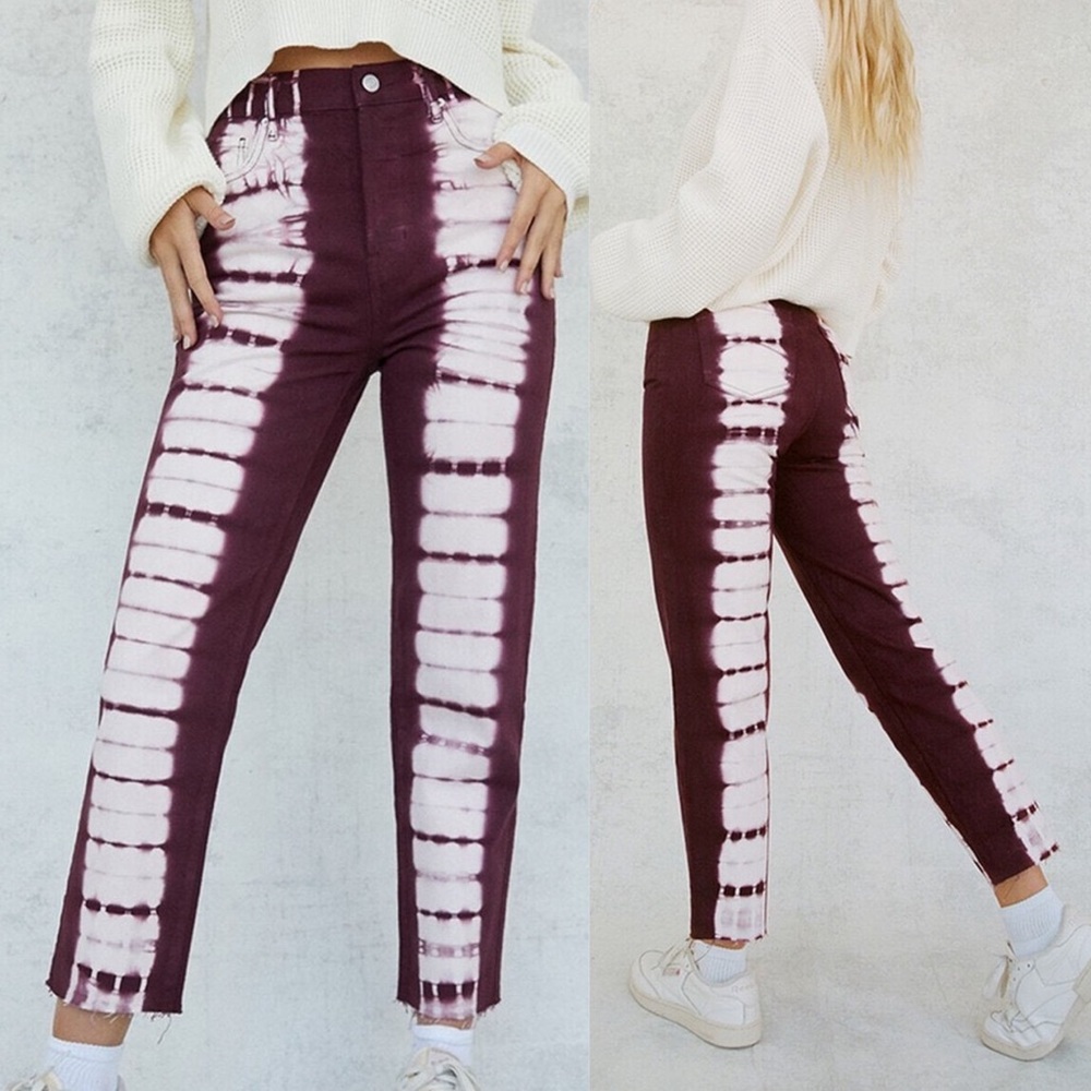 PacSun Eco Raspberry Tie Dye High Waisted Straight Leg Button Fly Jeans Size 26